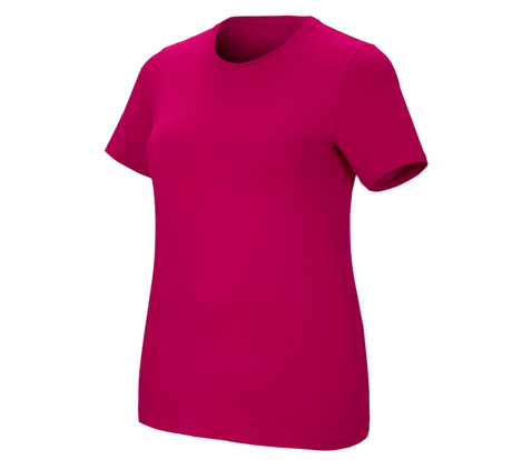 Primary image e.s. T-shirt cotton stretch, ladies', plus fit berry