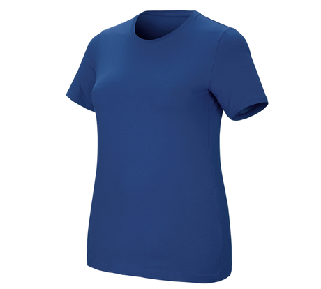 Primary image e.s. T-shirt cotton stretch, ladies', plus fit alkaliblue