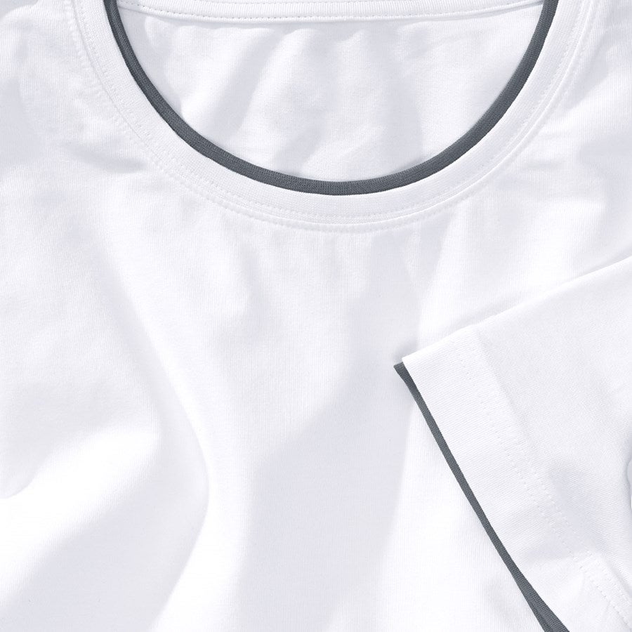 Detailed image e.s. T-shirt cotton stretch Layer white/grey