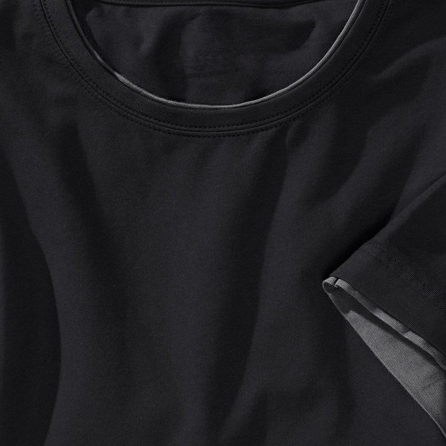 Detailed image e.s. T-shirt cotton stretch Layer black/cement