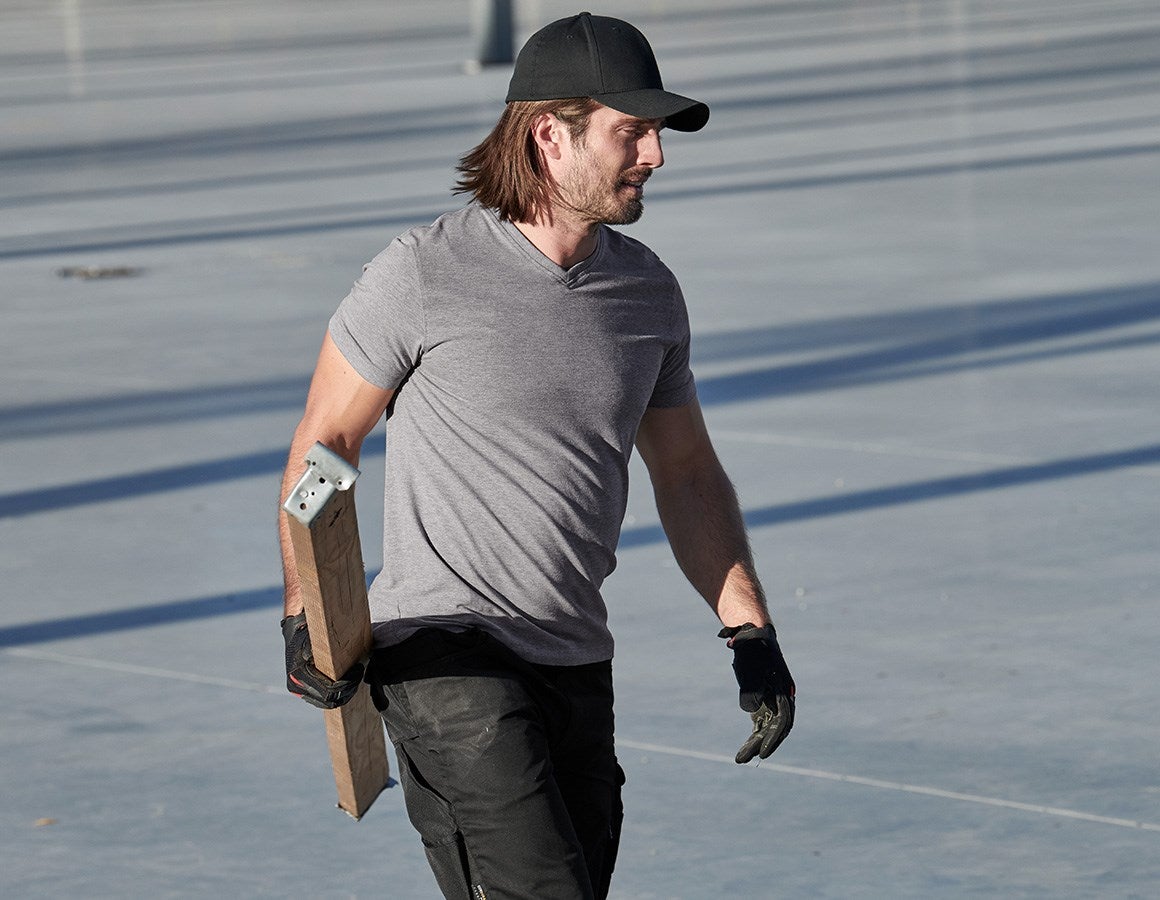 Additional image 1 e.s. T-shirt cotton stretch V-Neck grey melange