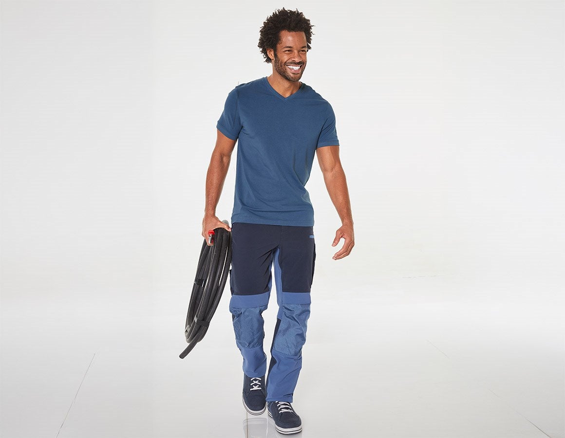 Additional image 1 e.s. T-shirt cotton stretch V-Neck cobalt