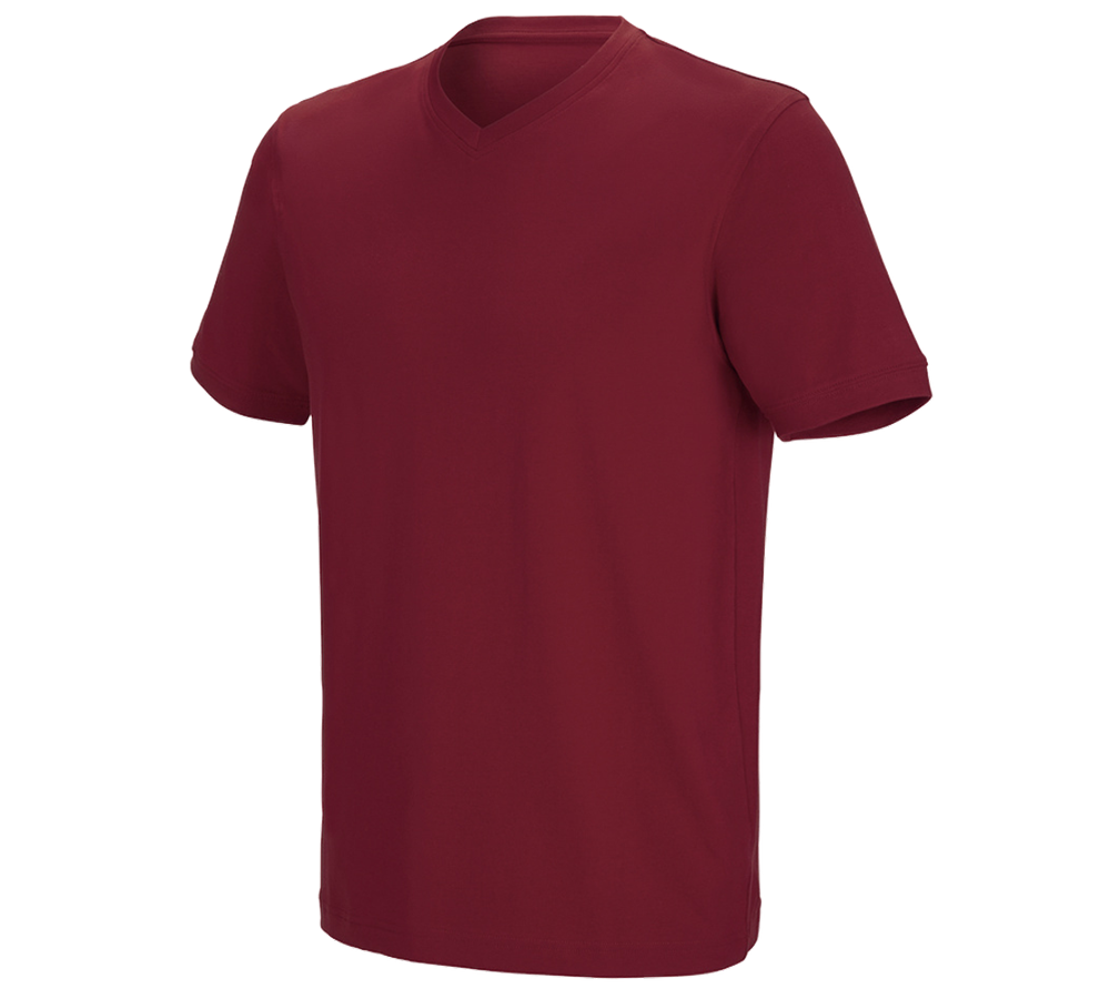 Primary image e.s. T-shirt cotton stretch V-Neck bordeaux