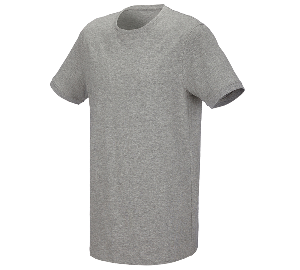 Primary image e.s. T-shirt cotton stretch, long fit grey melange