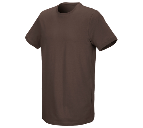 Primary image e.s. T-shirt cotton stretch, long fit chestnut