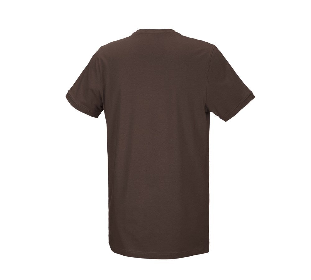 Secondary image e.s. T-shirt cotton stretch, long fit chestnut