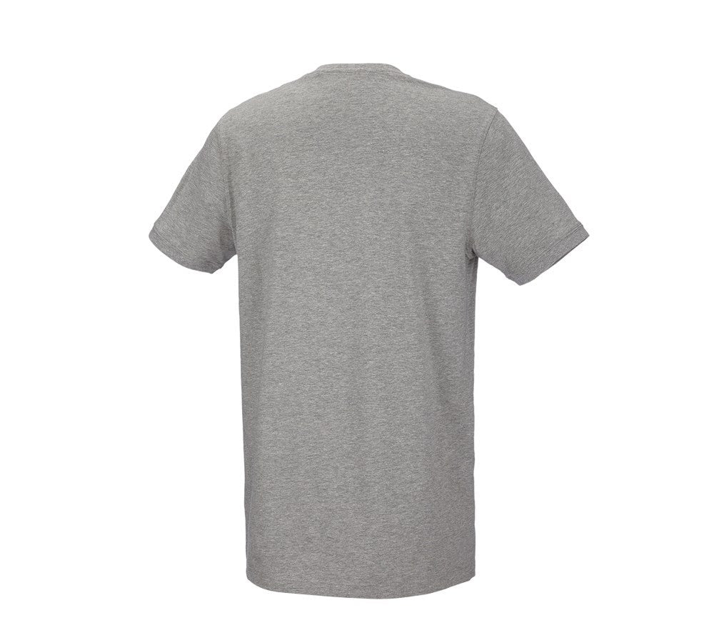 Secondary image e.s. T-shirt cotton stretch, long fit grey melange