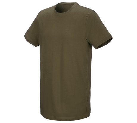 Primary image e.s. T-shirt cotton stretch, long fit mudgreen