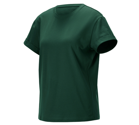 Primary image e.s. T-shirt cotton stretch rolled sleeve, ladies green