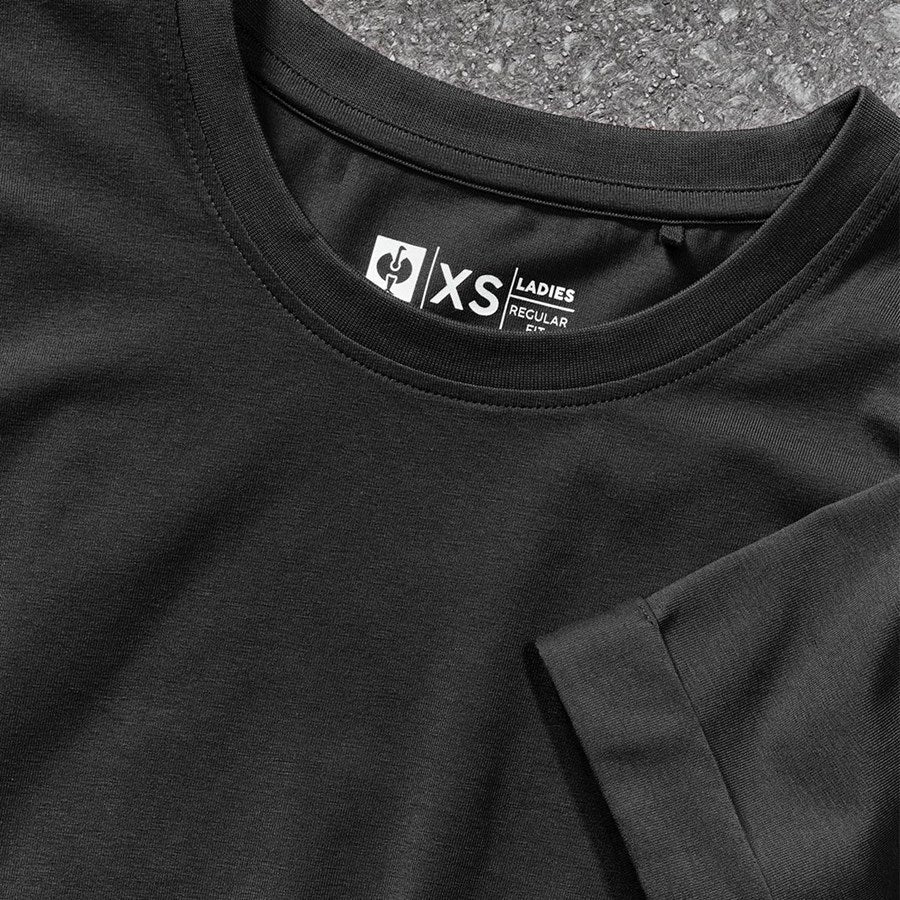 Detailed image e.s. T-shirt cotton stretch rolled sleeve, ladies black