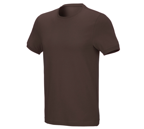 Primary image e.s. T-shirt cotton stretch, slim fit chestnut