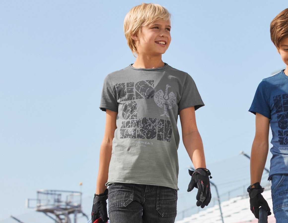Main action image e.s. T-Shirt denim workwear, children's granite vintage