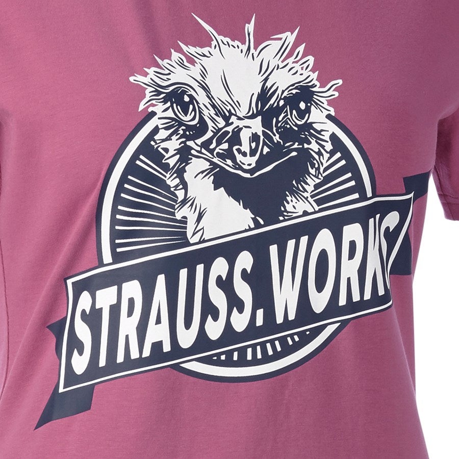 Detailed image e.s. T-shirt strauss works, ladies' tarapink