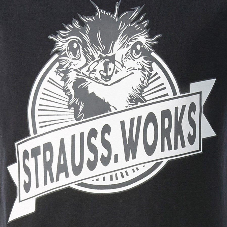 Detailed image e.s. T-shirt strauss works, children's black/white