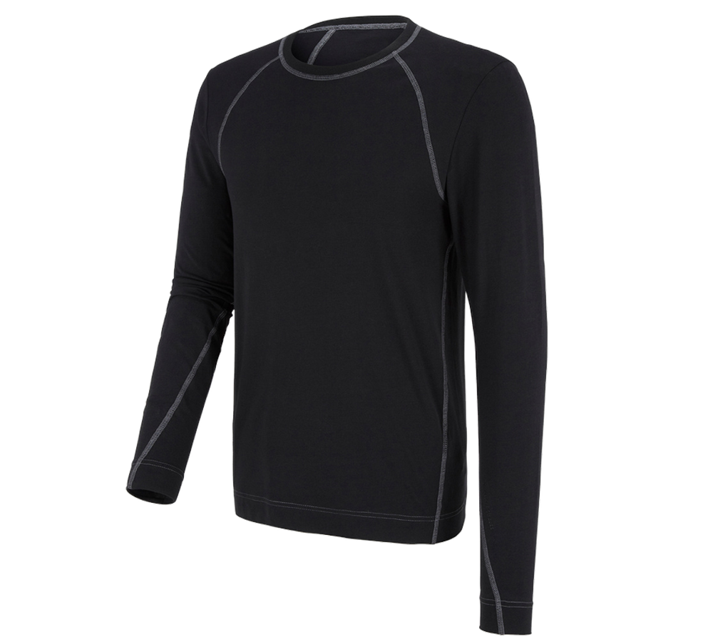 Primary image e.s. cotton stretch long sleeve basis-light black